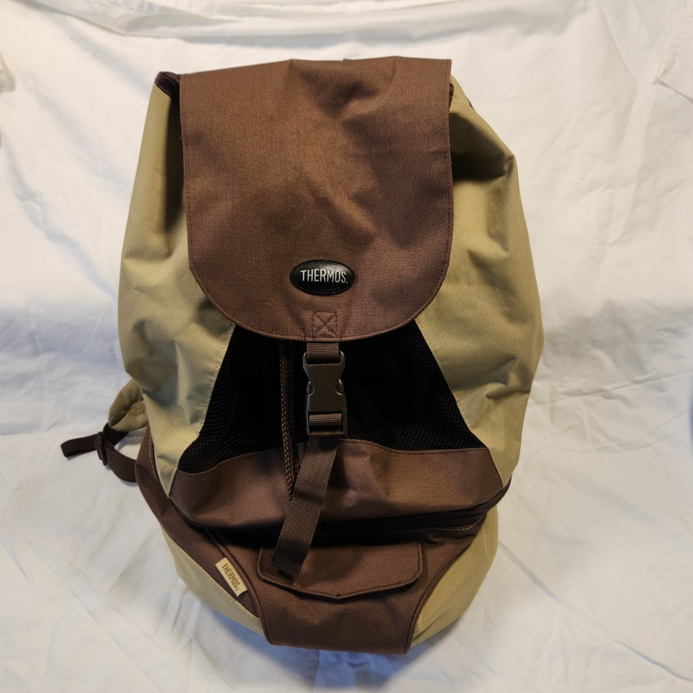 Vintage Brown/tan Thermos Branded Insulated Lunch Bag Backpack 18 liters